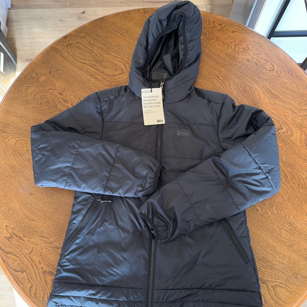 REI Trailmade Insulated Hoodie, women’s, black, size XS